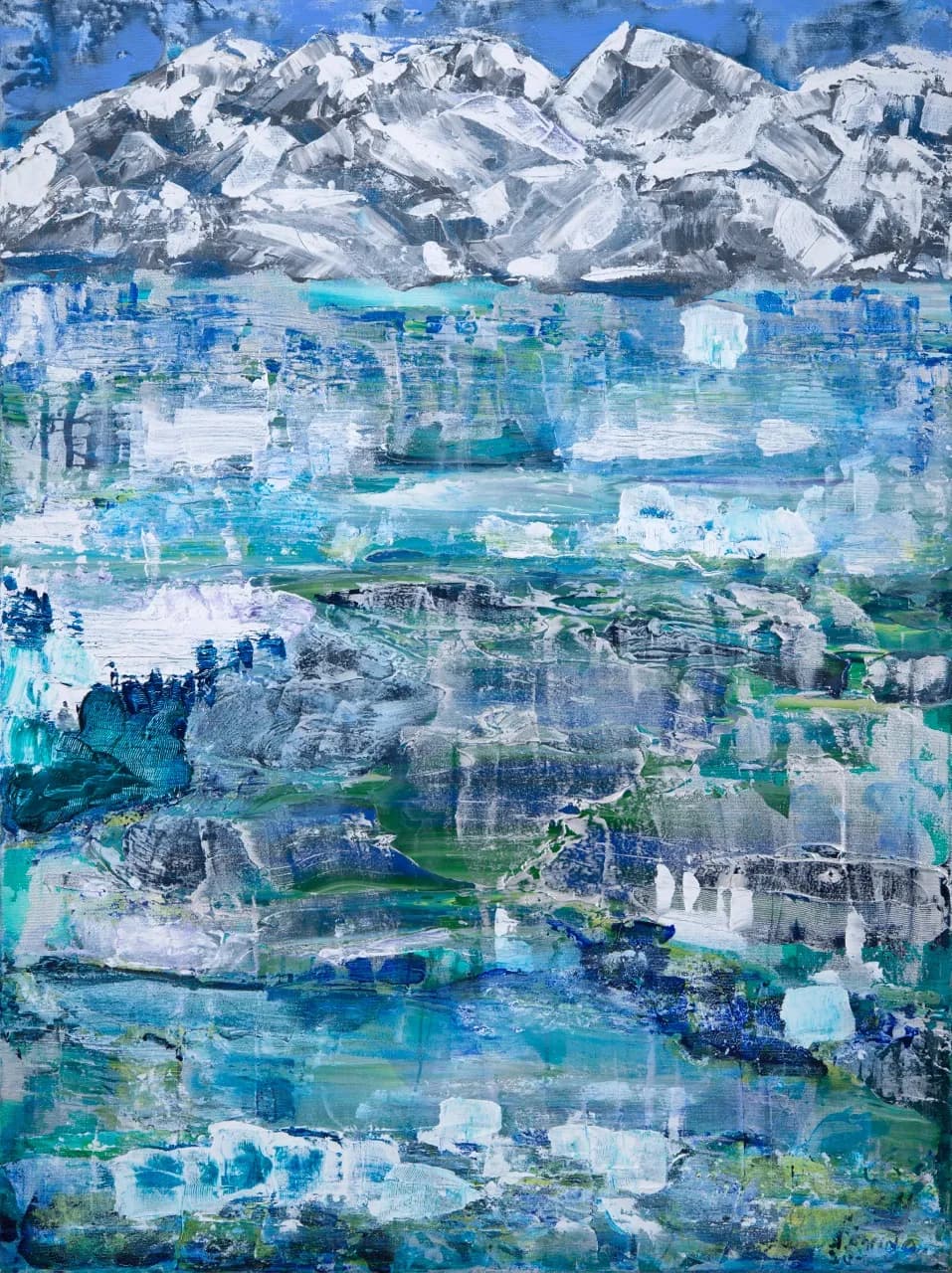 Whispers of the Blue Mountains: An Abstract Landscape Journey
