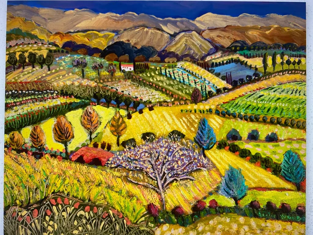 Vibrant Harvest: A Colorful Tapestry of Rolling Hills and Autumn Hues
