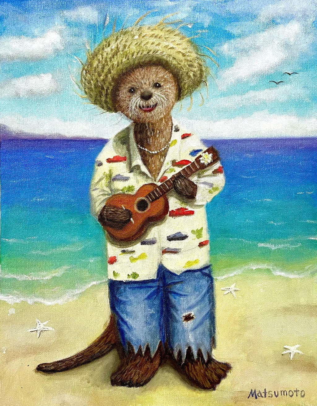 "Beach Vibes: Otter Serenade - Support Independent Art + Get 30% Off with Code SUMMER25!"