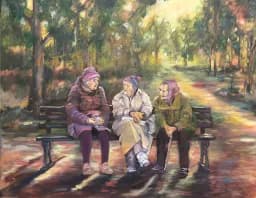 Three Women on a Park Bench