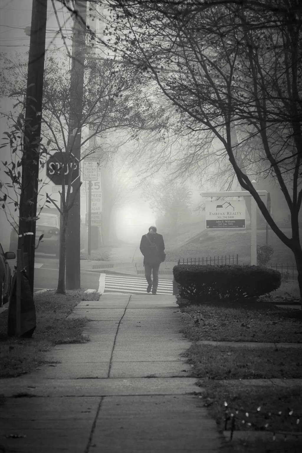 Neighborhood Sidewalk Fog
