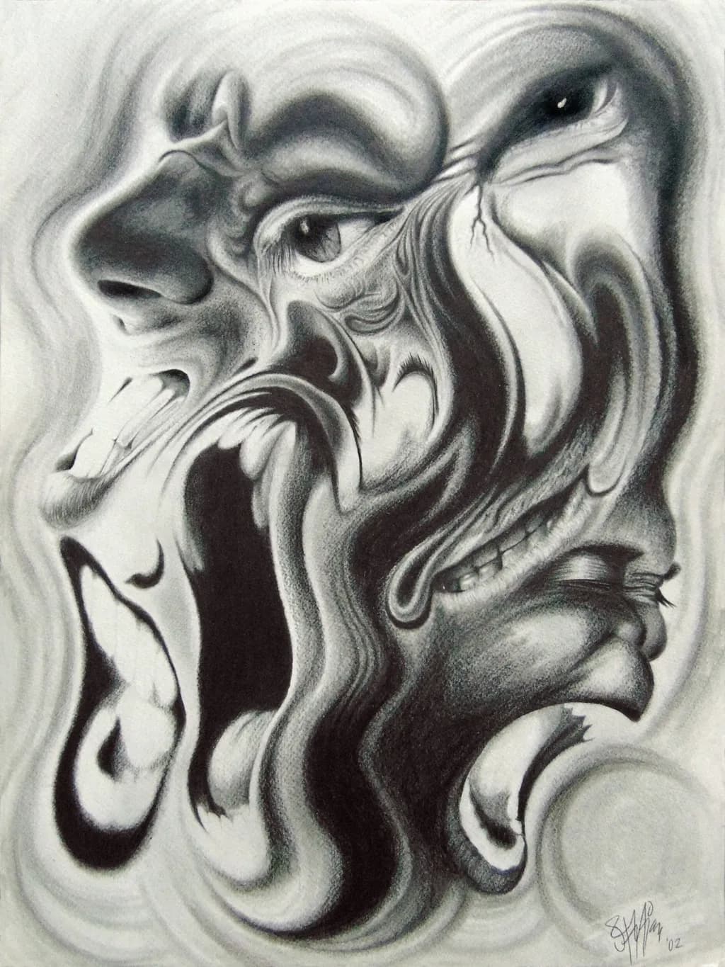 Faces of Emotion: An Abstract Exploration of Distorted Monochrome Expressions