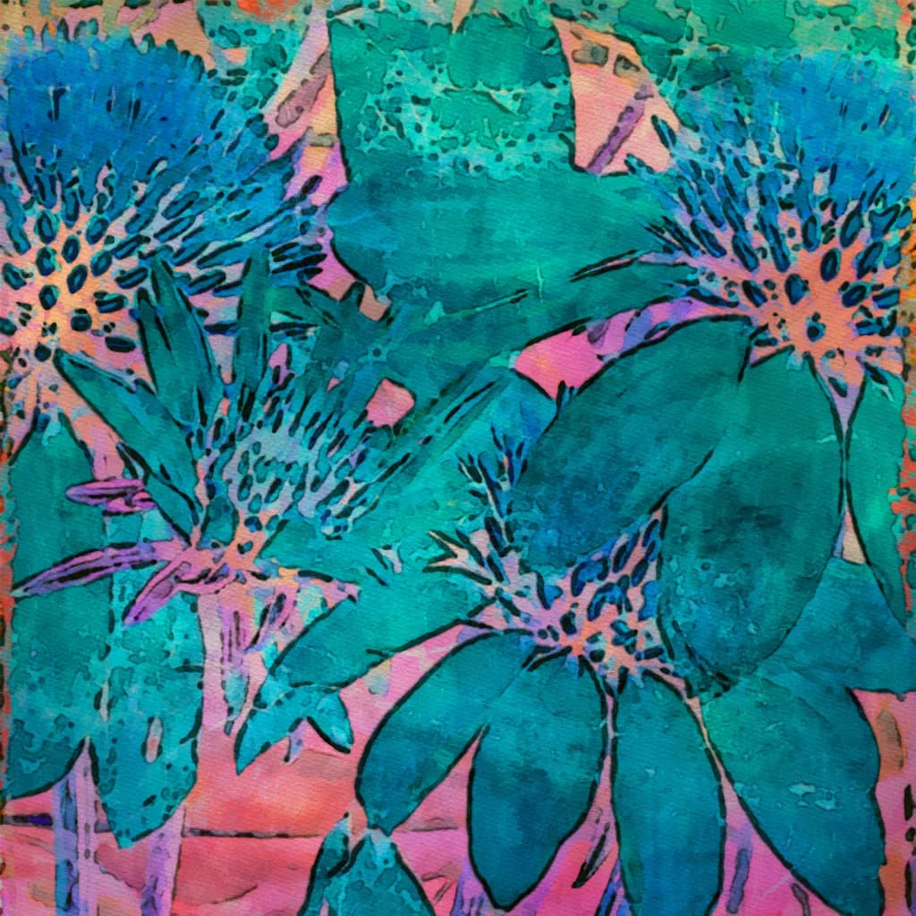 Vibrant Whispers of Nature: A Colorful Abstract Floral Journey in Watercolor