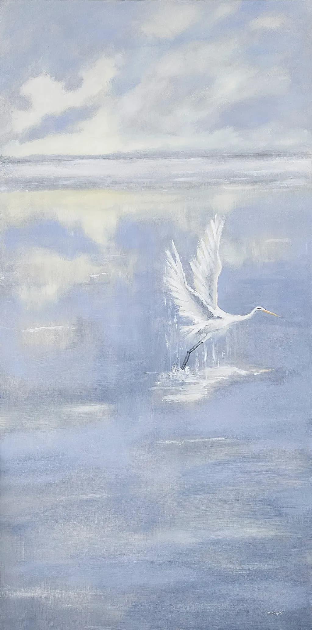 Whispers of Serenity: A Graceful Egret in Tranquil Waters