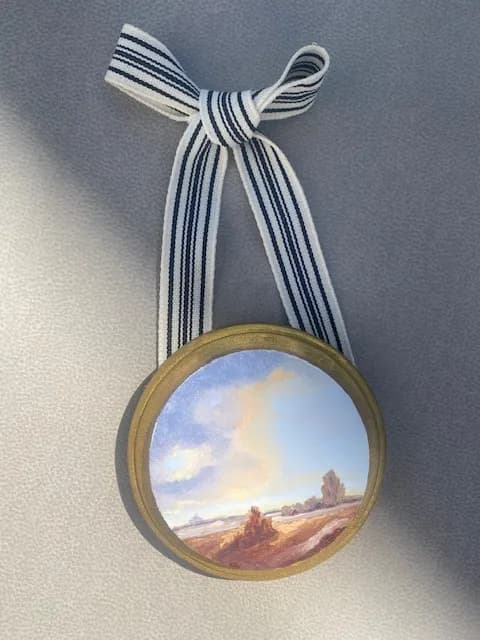 Whispers of the Horizon: A Hand-Painted Landscape Medal Celebrating Nature's Beauty