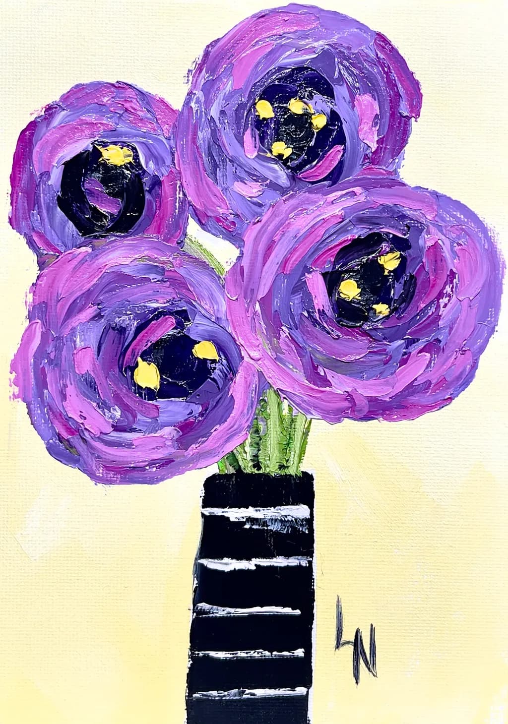 Lavender Burst”—Impasto Abstract Floral