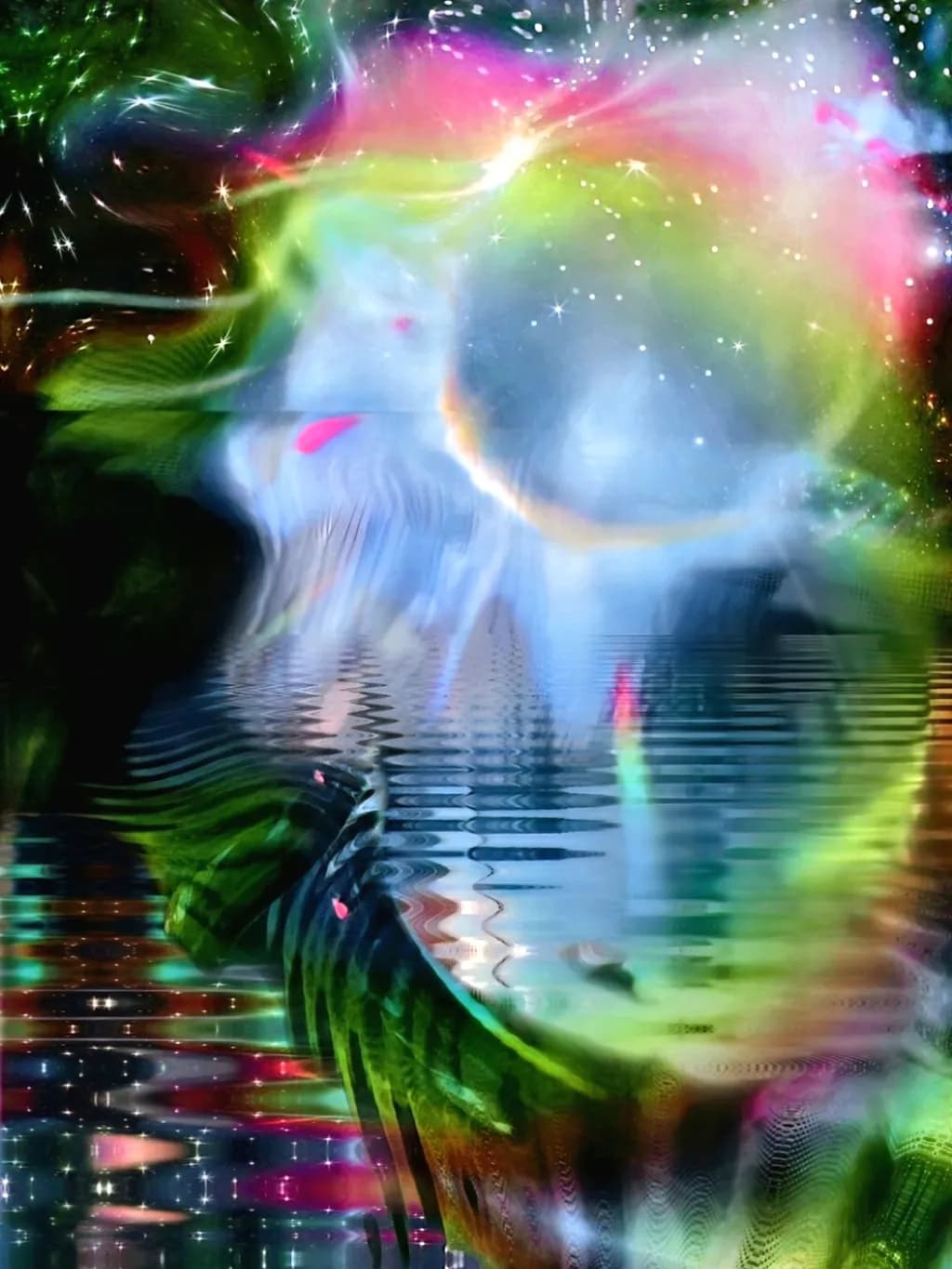 Celestial Reflections: A Dance of Color and Light in Cosmic Waters
