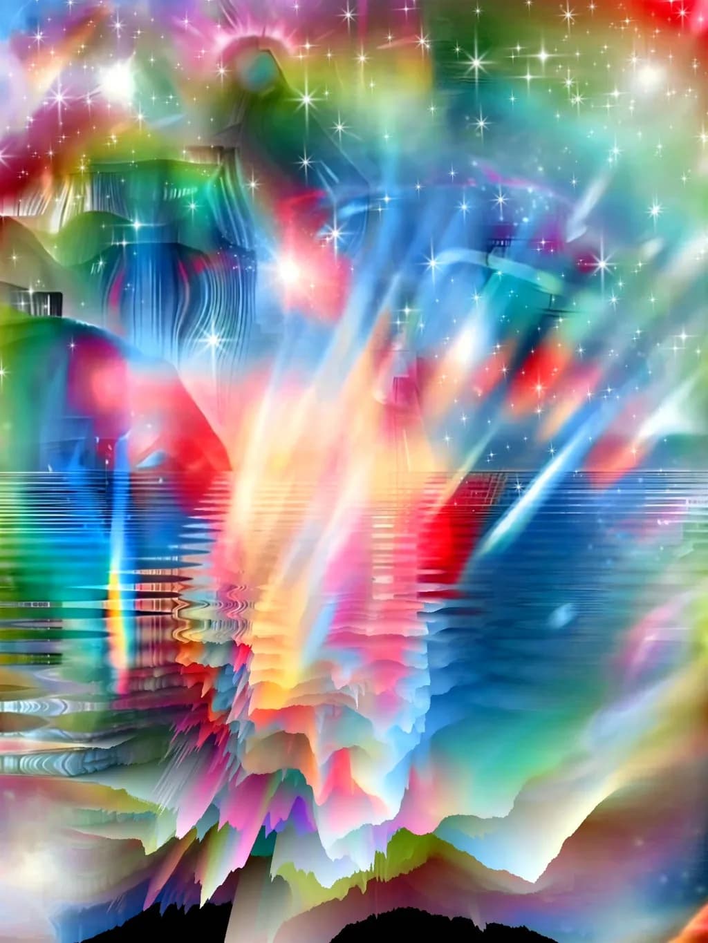 Cosmic Reflections: A Vibrant Journey Through Ethereal Colors and Abstract Landscapes
