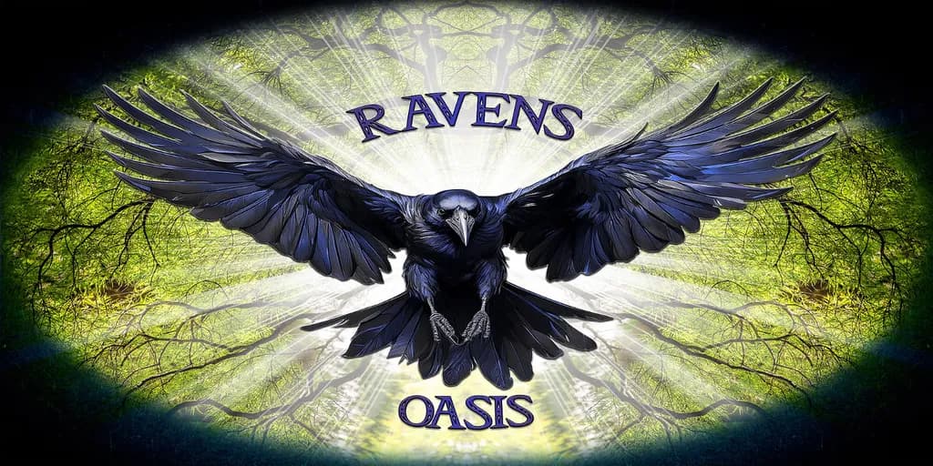 Raven's Oasis: A Mystical Flight Through Nature's Embrace