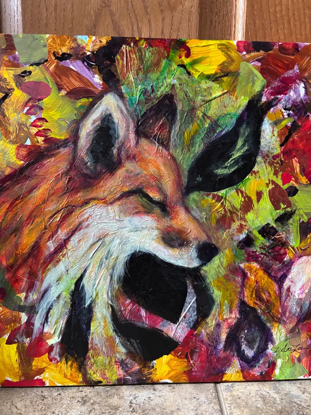 Vibrant Echoes: The Expressive Fox in Abstract Color Play