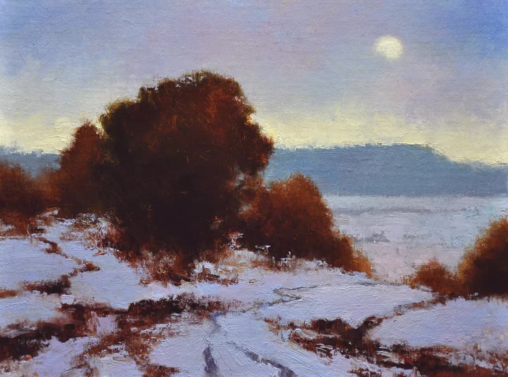 Winter's Embrace: A Serene Landscape Under the Moonlight