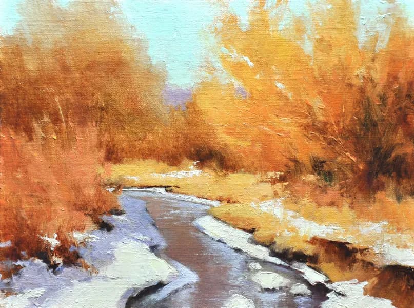 Autumn Serenity: A Tranquil River Landscape in Golden Hues