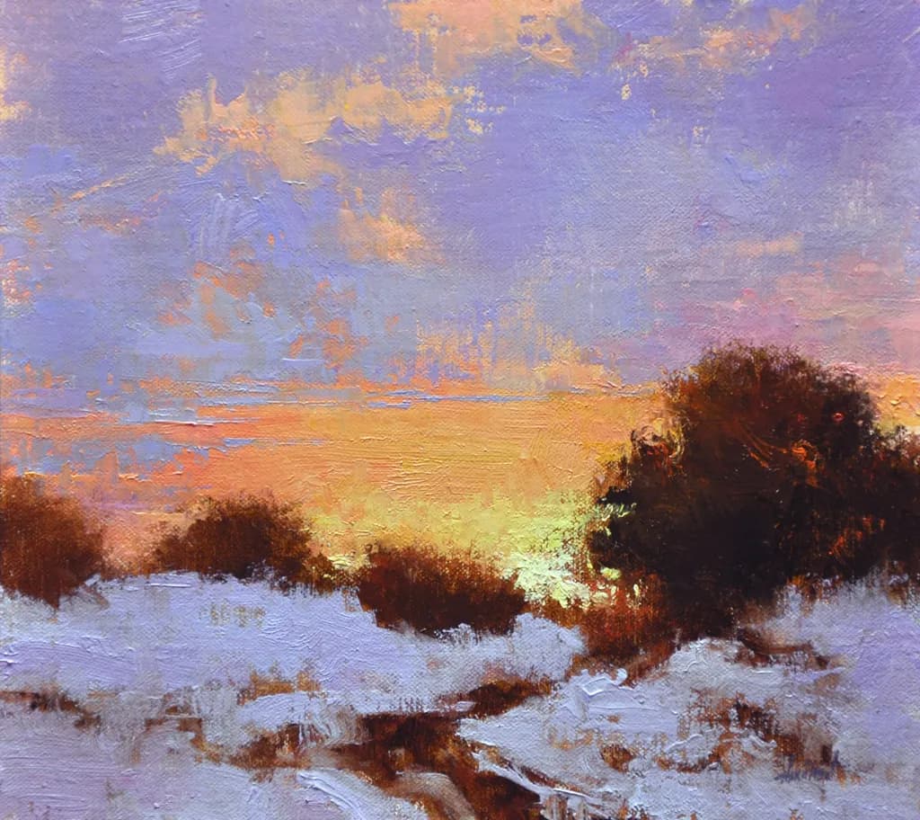 Whispers of Twilight: A Serene Winter Sunset Over Snowy Fields