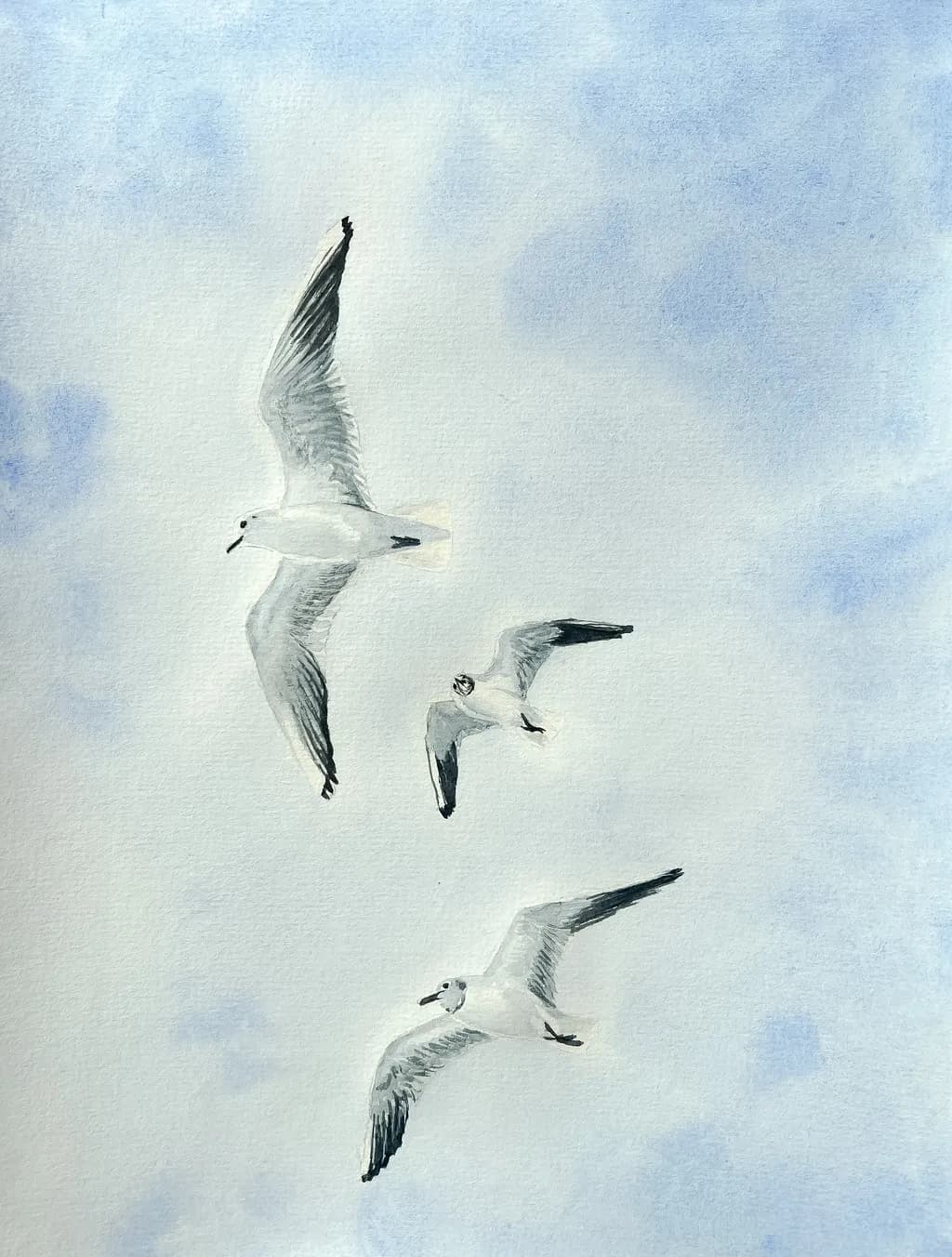 Soaring Through Serenity: A Watercolor Journey of Freedom and Flight in Nature's Embrace