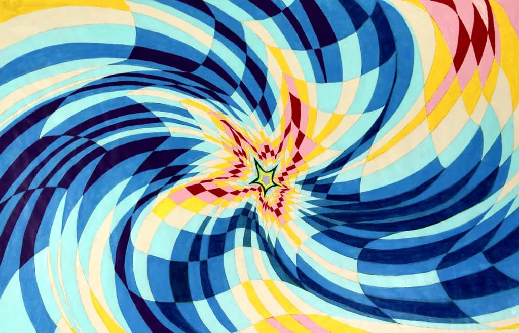 Whirlwind of Colors: A Dynamic Dance of Blue and Yellow Tones in Abstract Art