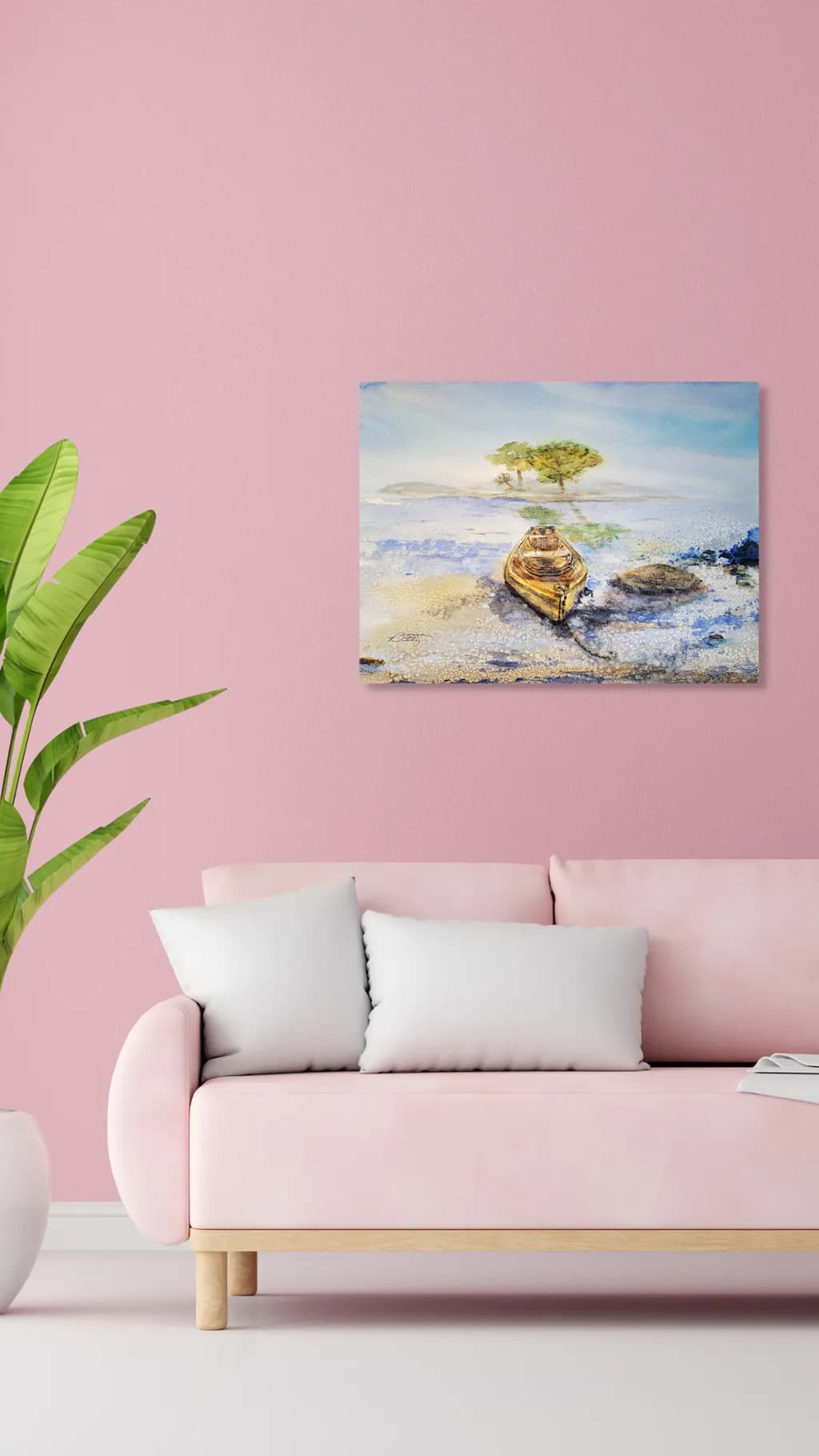 Serenity on the Shore: A Tranquil Boat Amidst Nature's Embrace