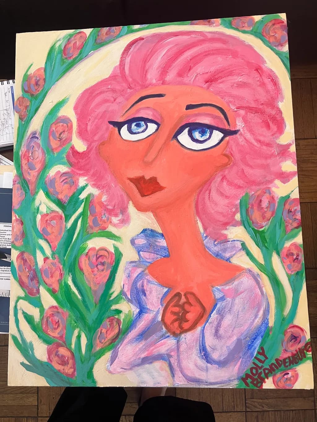 Whimsical Reverie: A Portrait of Pink Dreams and Floral Whispers