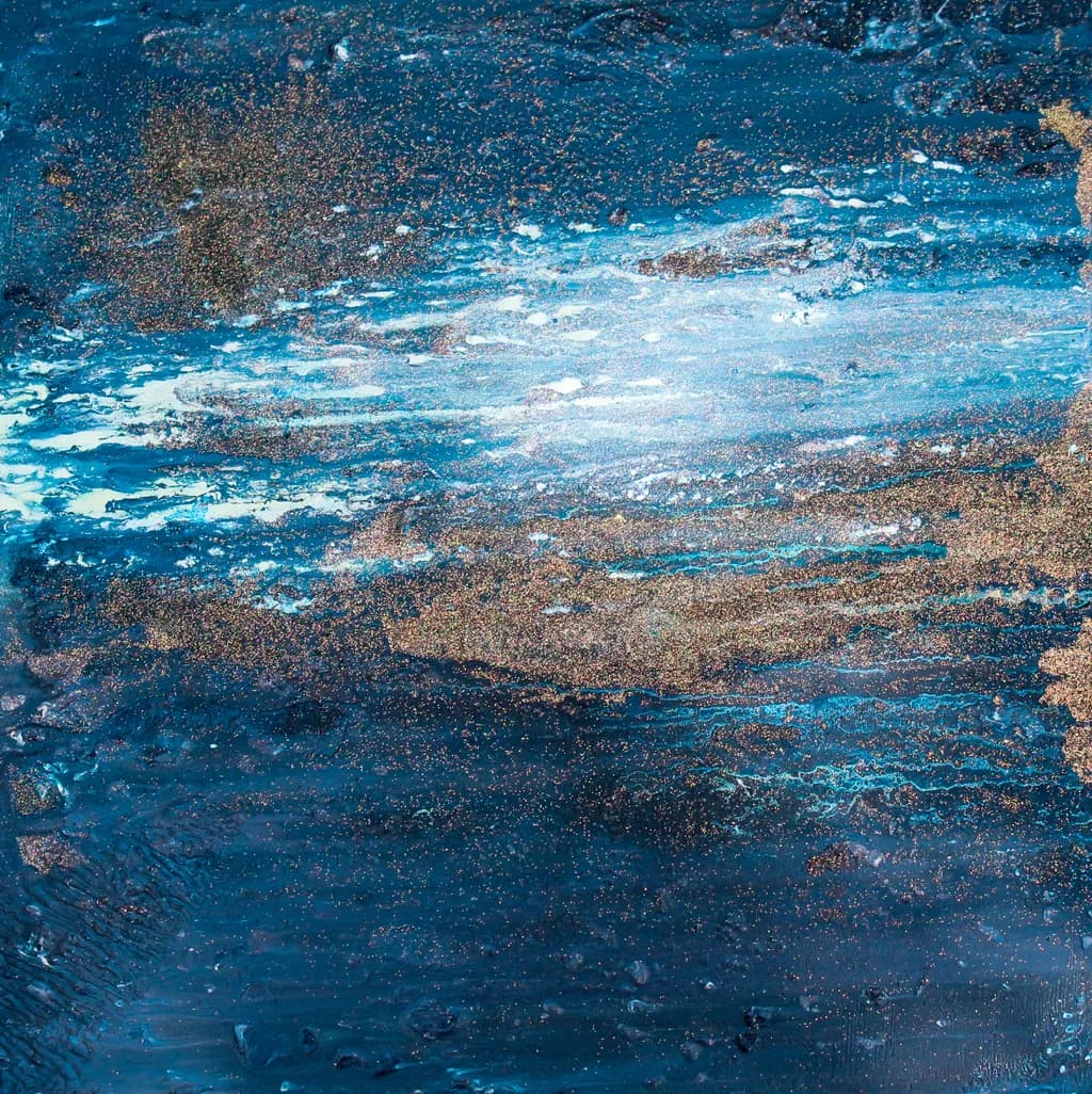 Whispers of the Deep: An Abstract Journey Through Blue Textures and Shimmering Fluidity