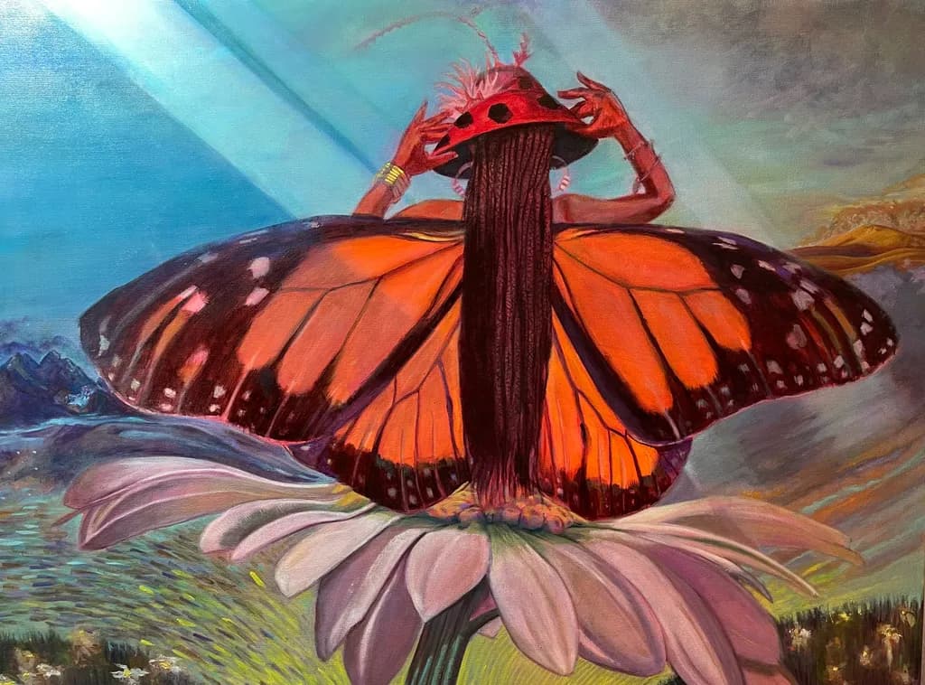 Whispers of Transformation: A Monarch's Embrace in Nature's Bloom