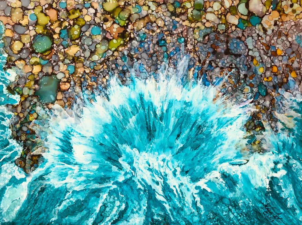 Ocean's Embrace: A Dance of Turquoise Waves and Earthy Tones