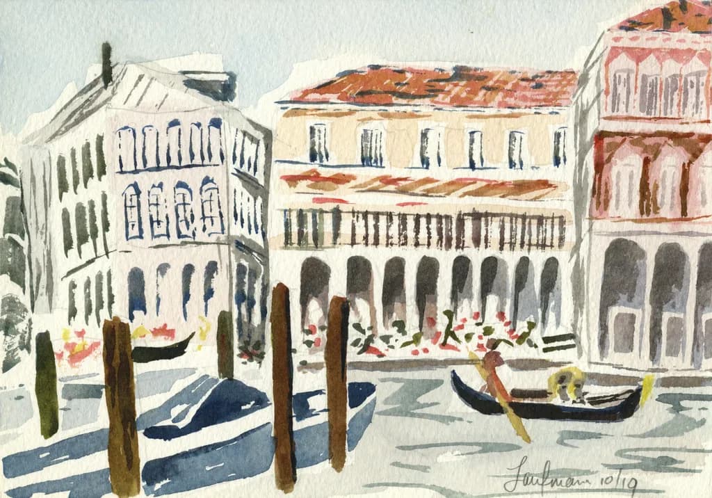 Whispers of Venice: A Serene Watercolor Journey Through Canals and Architecture