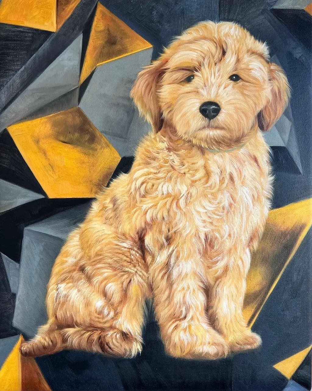 Golden Fluff: A Geometric Portrait of Canine Charm