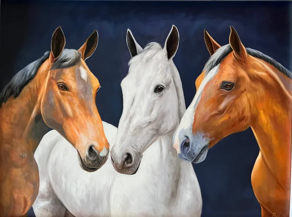 Equine Harmony: A Portrait of Three Majestic Horses in Unity