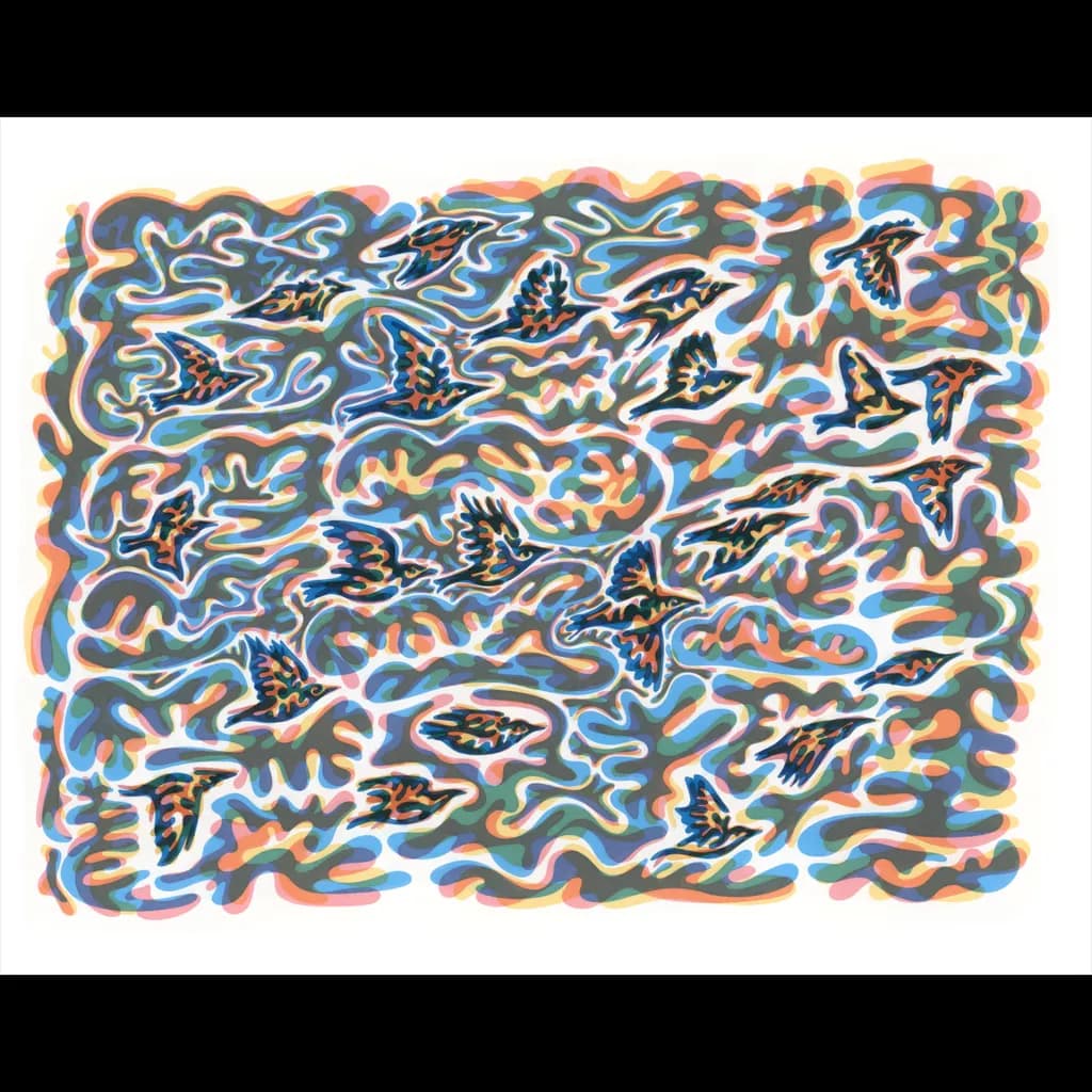 Whispers of Flight: An Abstract Dance of Colorful Patterns in Nature's Embrace