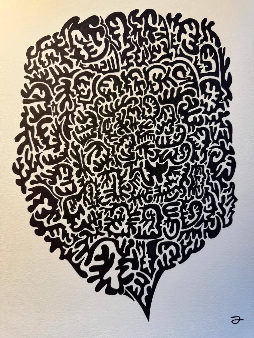 Intricate Black Shapes: An Abstract Exploration of Form and Design