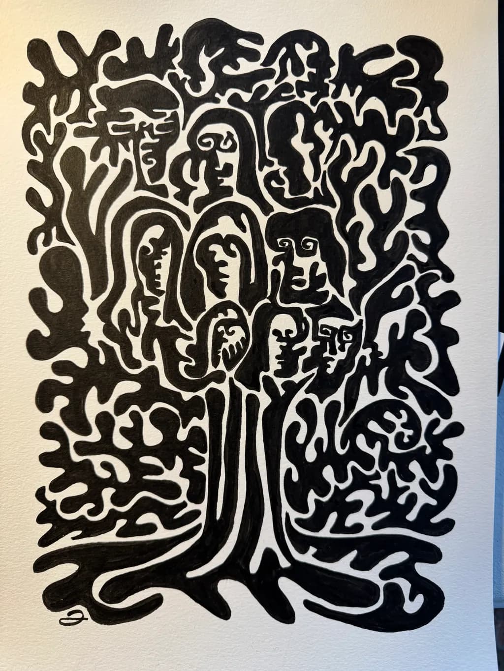 Whispers of Identity: An Abstract Exploration of Faces in Black and White