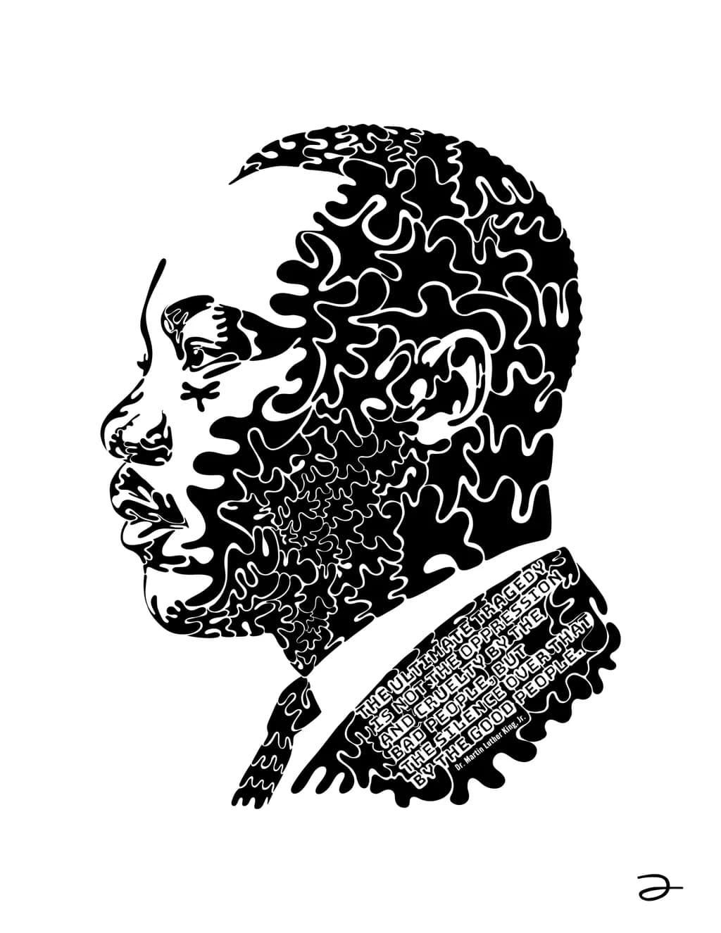 Echoes of Inspiration: A Black and White Abstract Portrait of Resilience and Hope