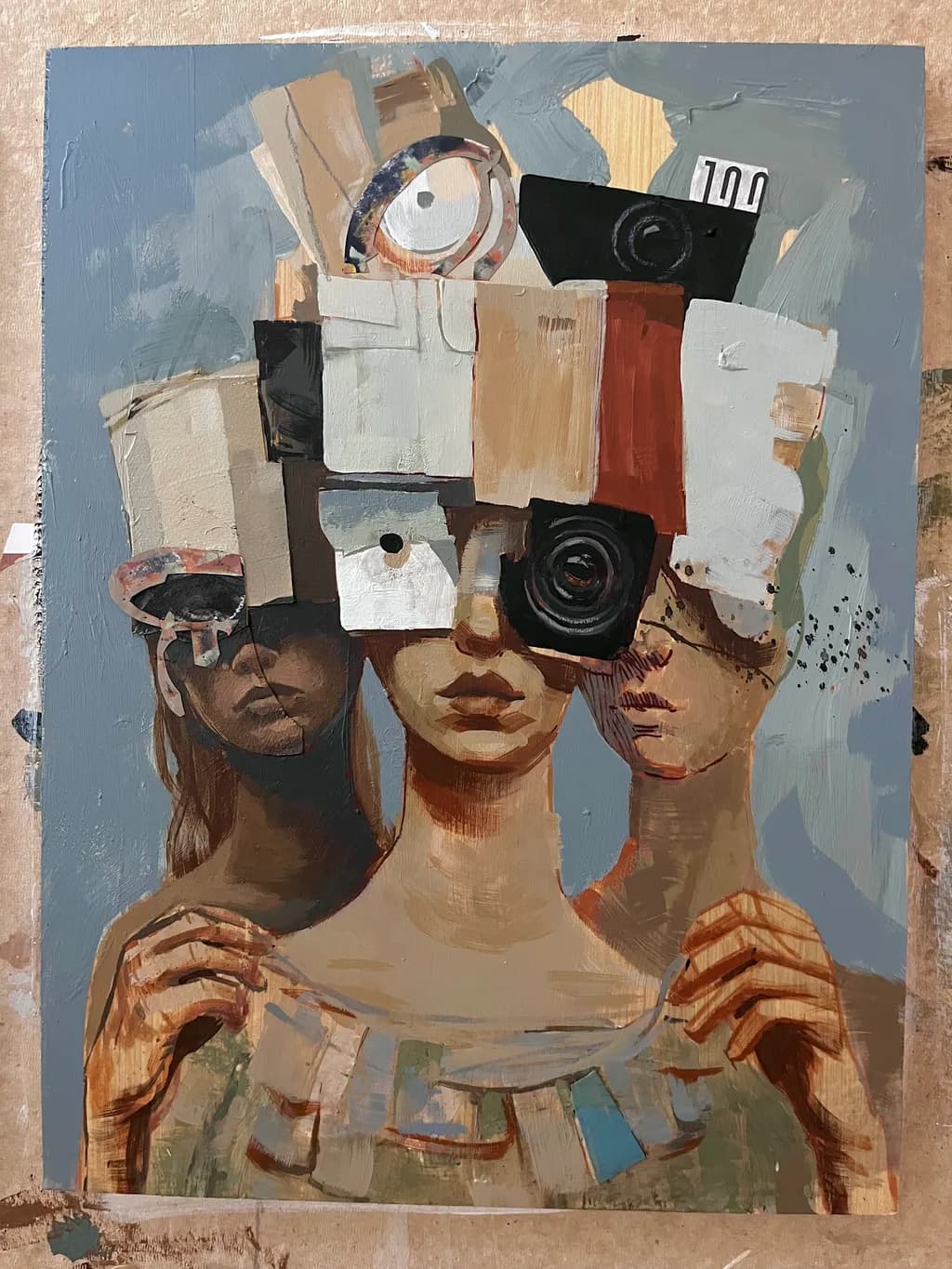 Whispers of Identity: A Fragmented Reflection in Mixed Media