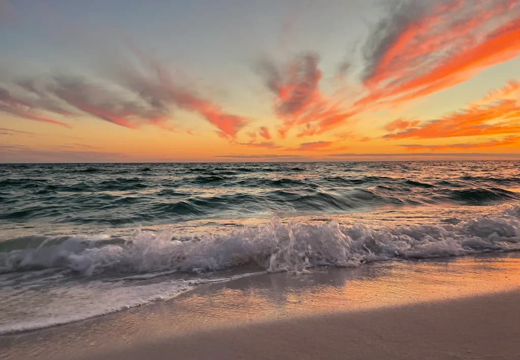 Whispers of the Ocean: A Serene Sunset Over Gentle Waves