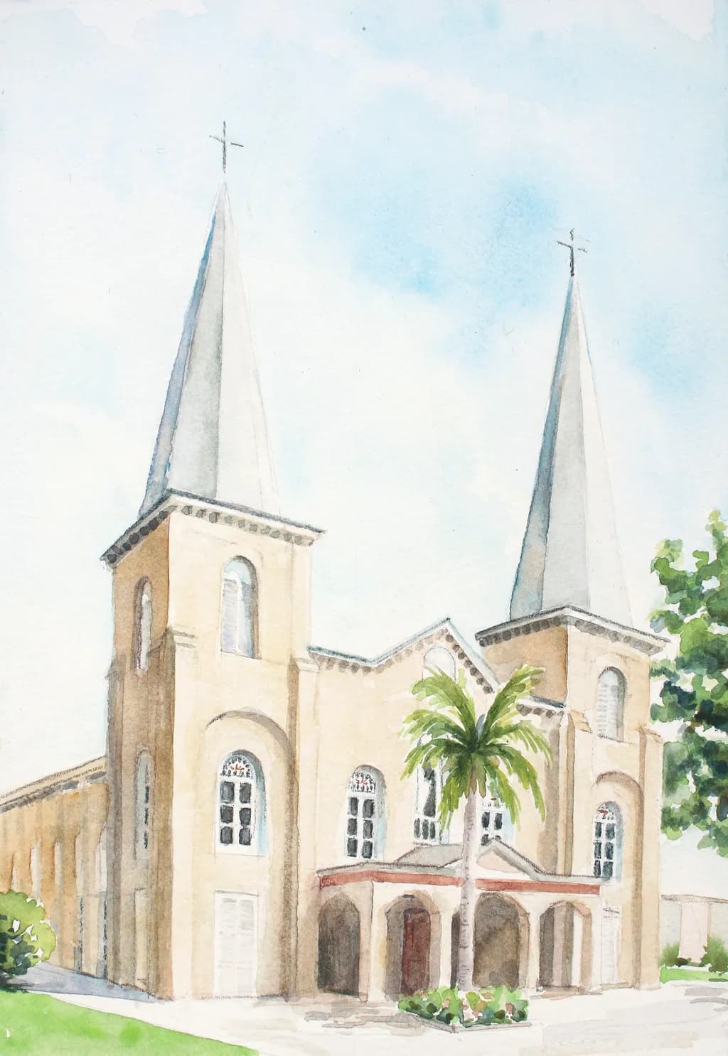 Whispers of Faith: A Watercolor Tribute to Sacred Architecture and Spiritual Light
