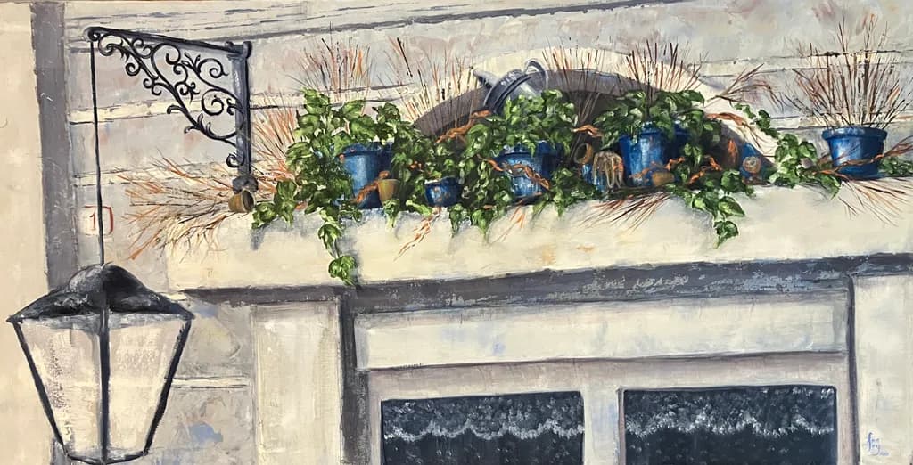Blue Pots on Balcony