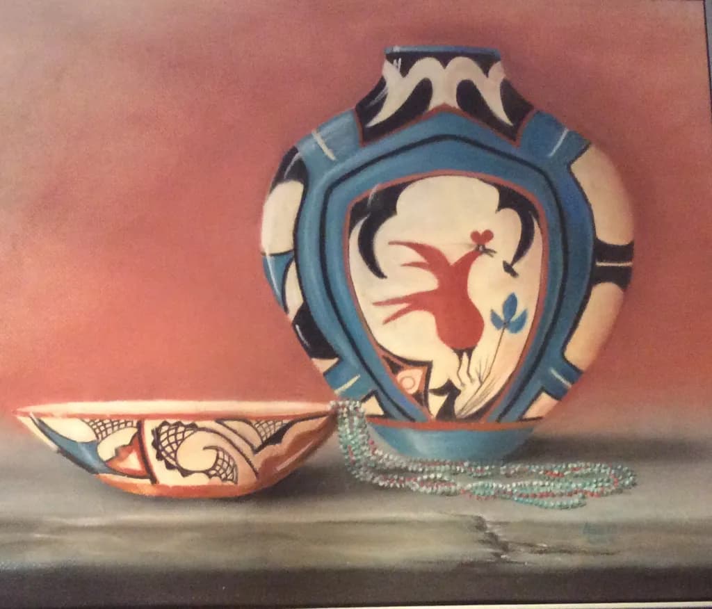 Painted Pottery with Beads