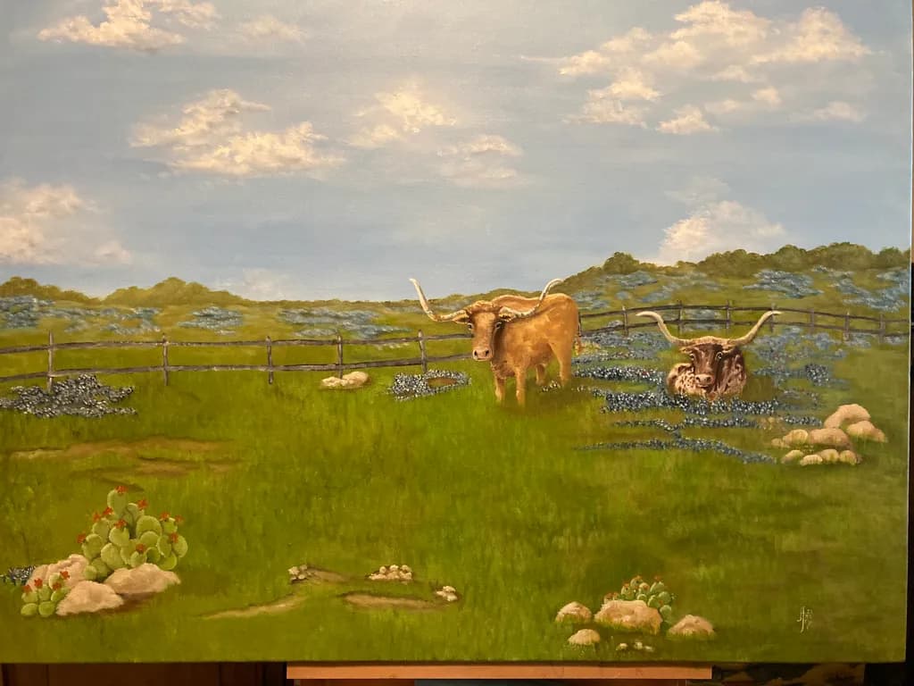 Longhorns in Bluebonnets