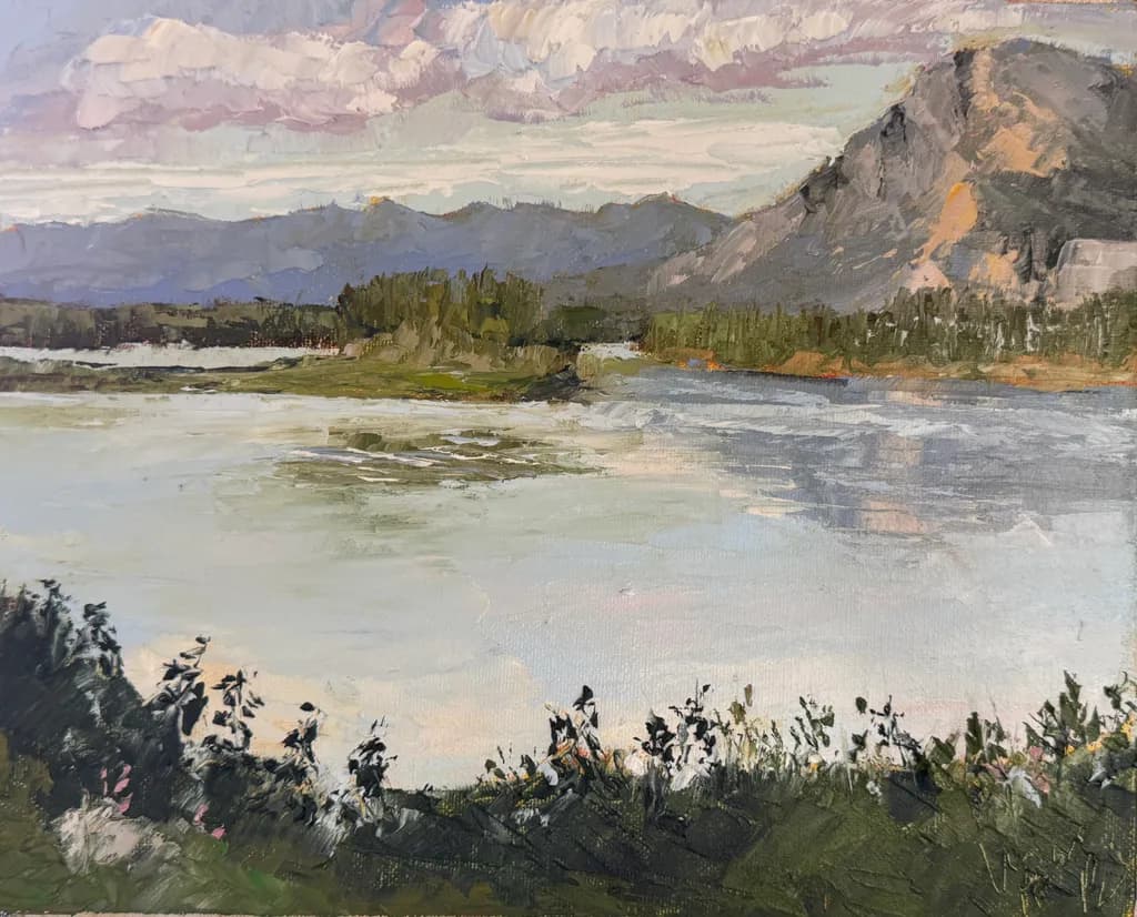 Serenity in Reflection: A Tranquil Landscape of Mountains and Water