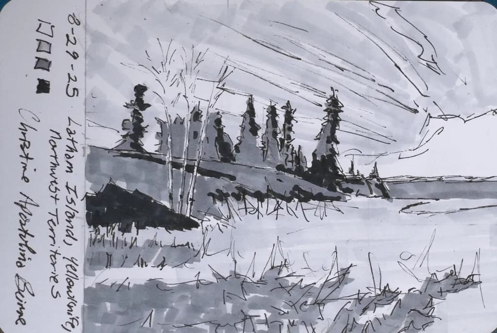 Whispers of Nature: A Monochrome Landscape Sketch of Latham Island's Serenity