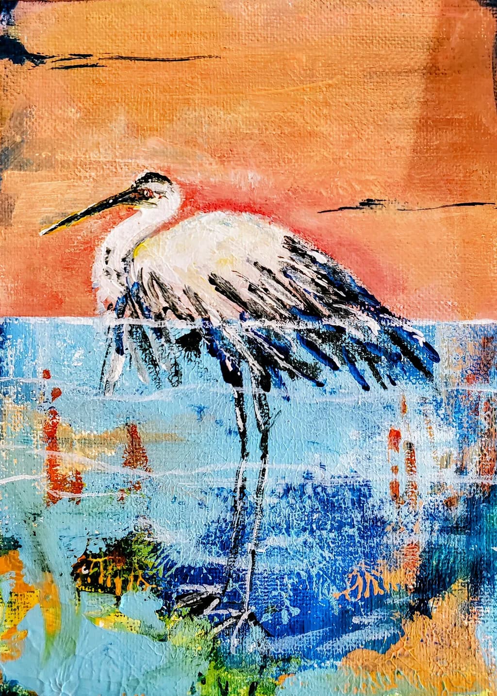 Serene Elegance: A Stork's Reflection at Dusk