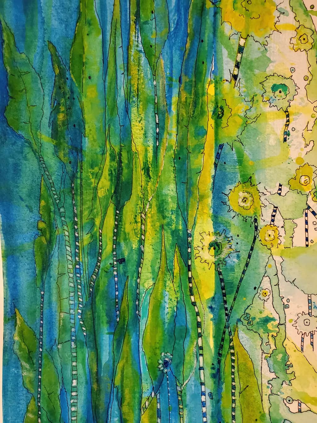 Whispers of the Green Abyss: A Vibrant Watercolor Journey Through Nature's Depths