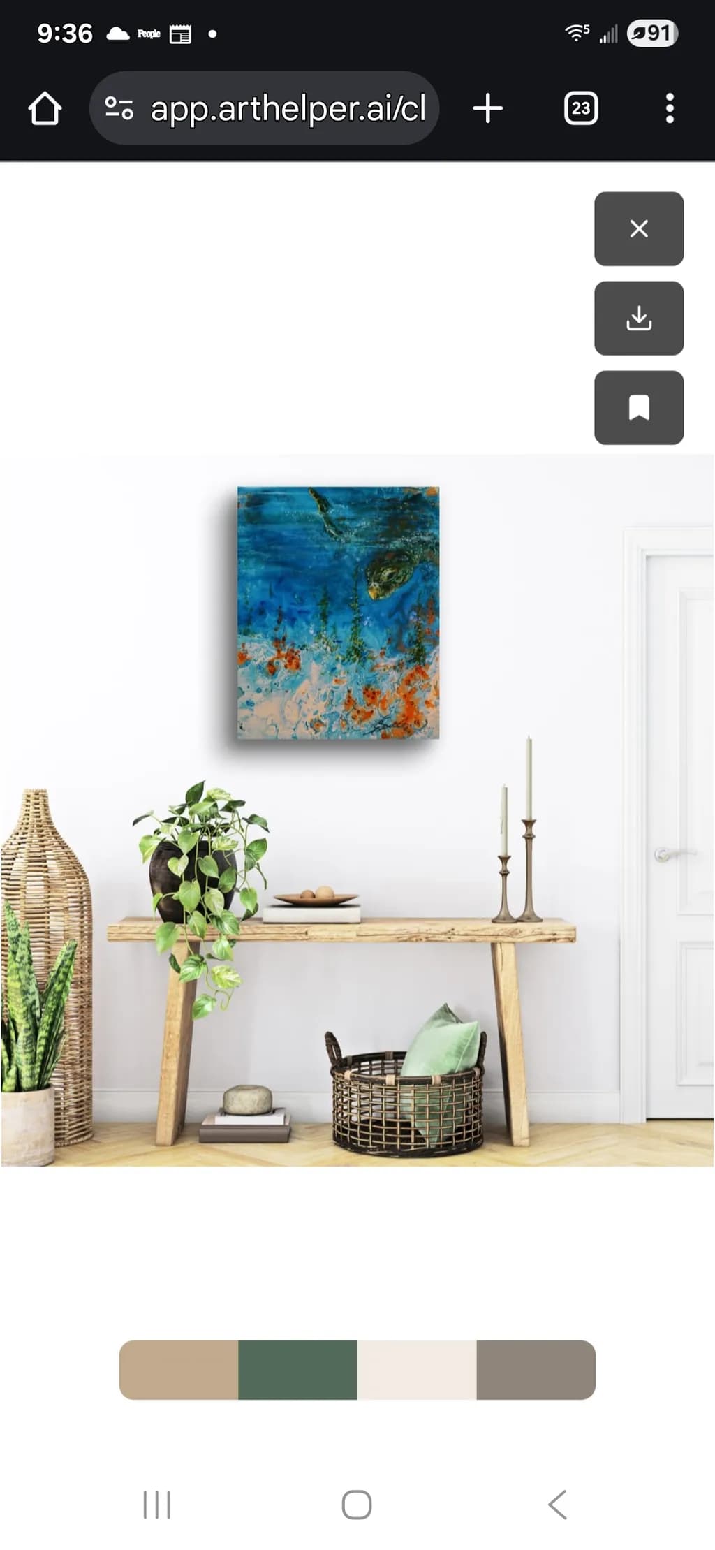 Oceanic Serenity: A Modern Blue Abstract Plant-Inspired Artwork for Your Space!!!