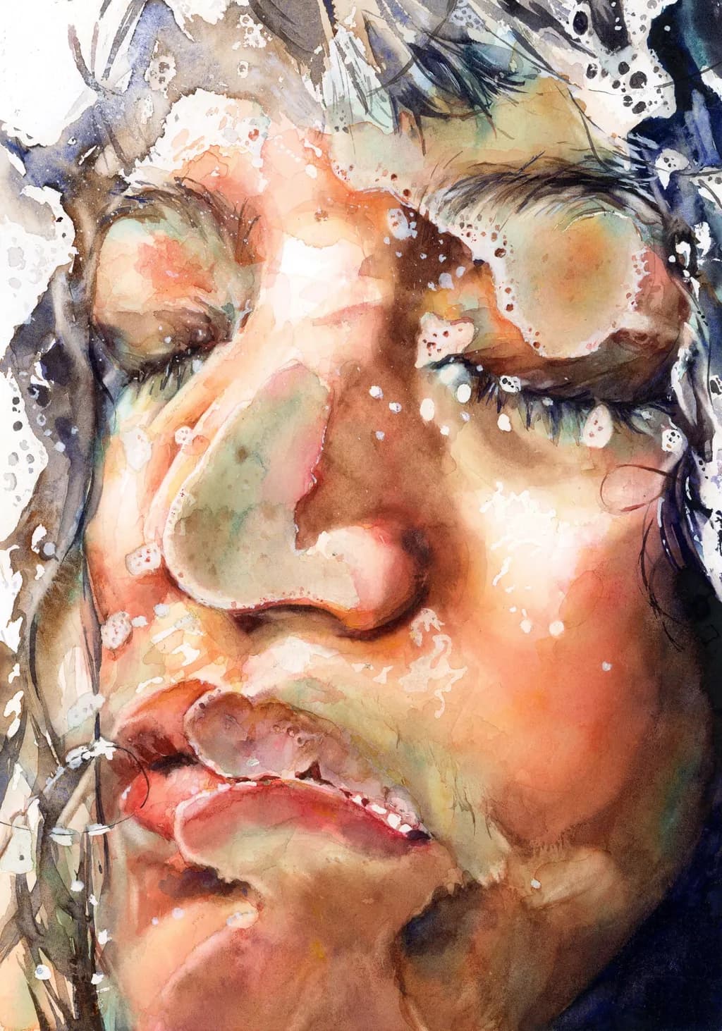 Whispers of Water: A Dreamlike Portrait in Fluid Colors