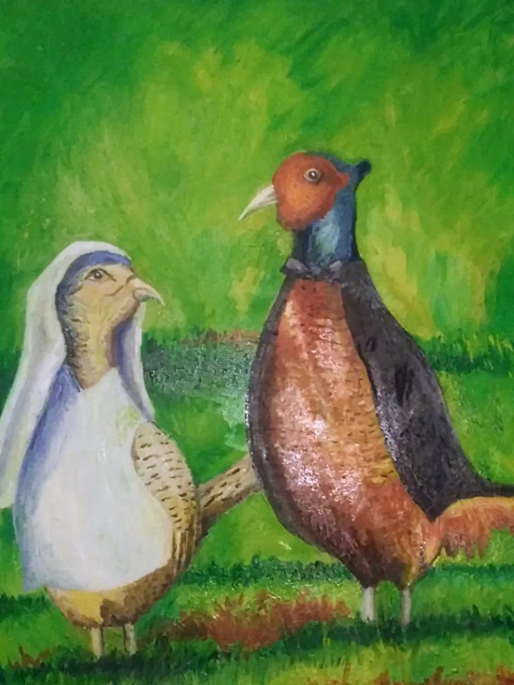 Whimsical Encounter: A Colorful Dialogue Between Birds in Nature's Embrace