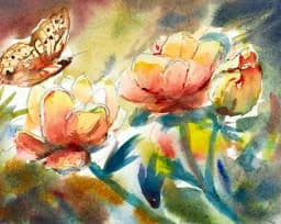 Peonies and Butterfly