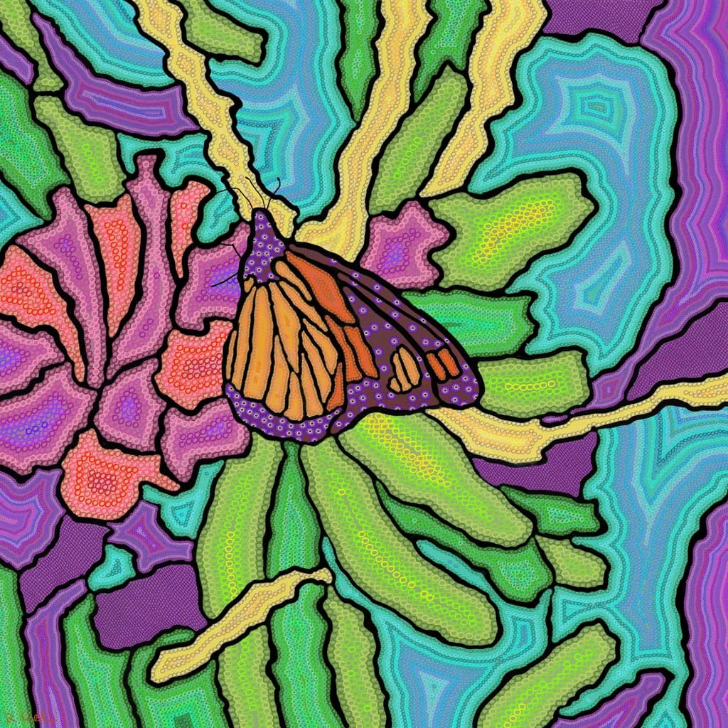 Whimsical Monarch: A Vibrant Dance of Color and Nature