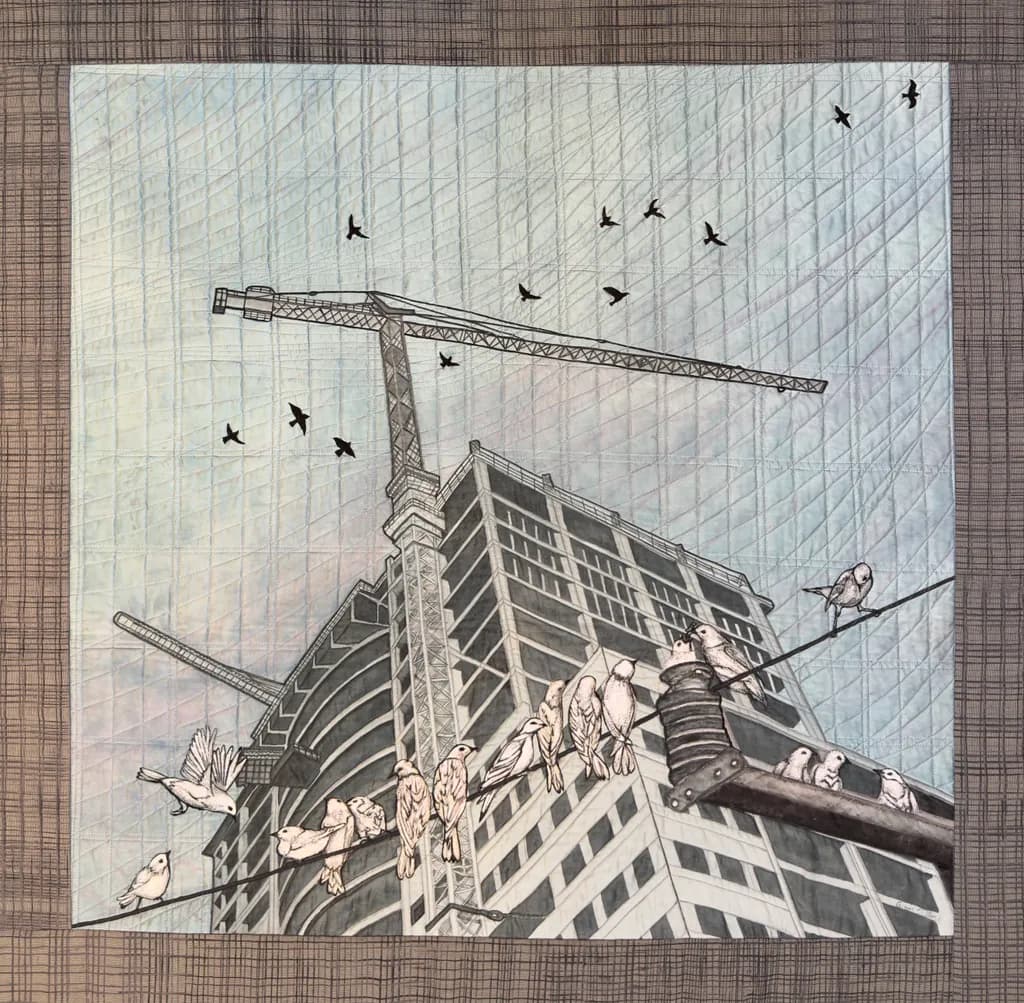 Urban Symphony: Birds and Cranes in Harmony