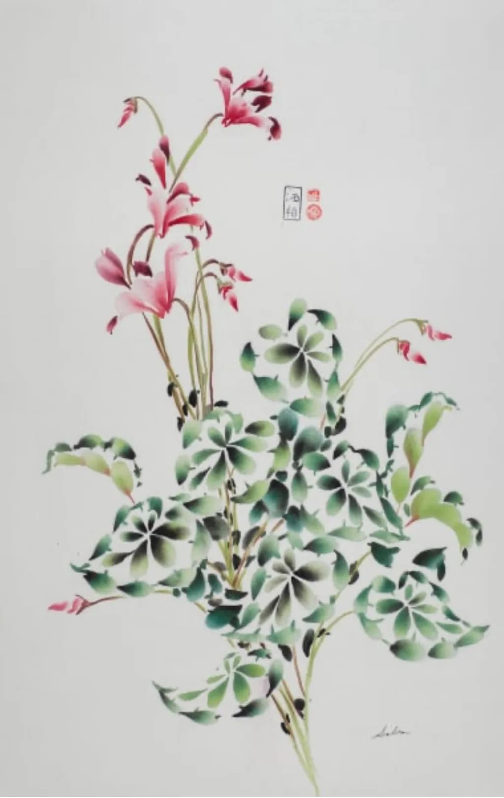Whispers of Nature: A Dance of Blooms and Leaves in Chinese Brush Painting