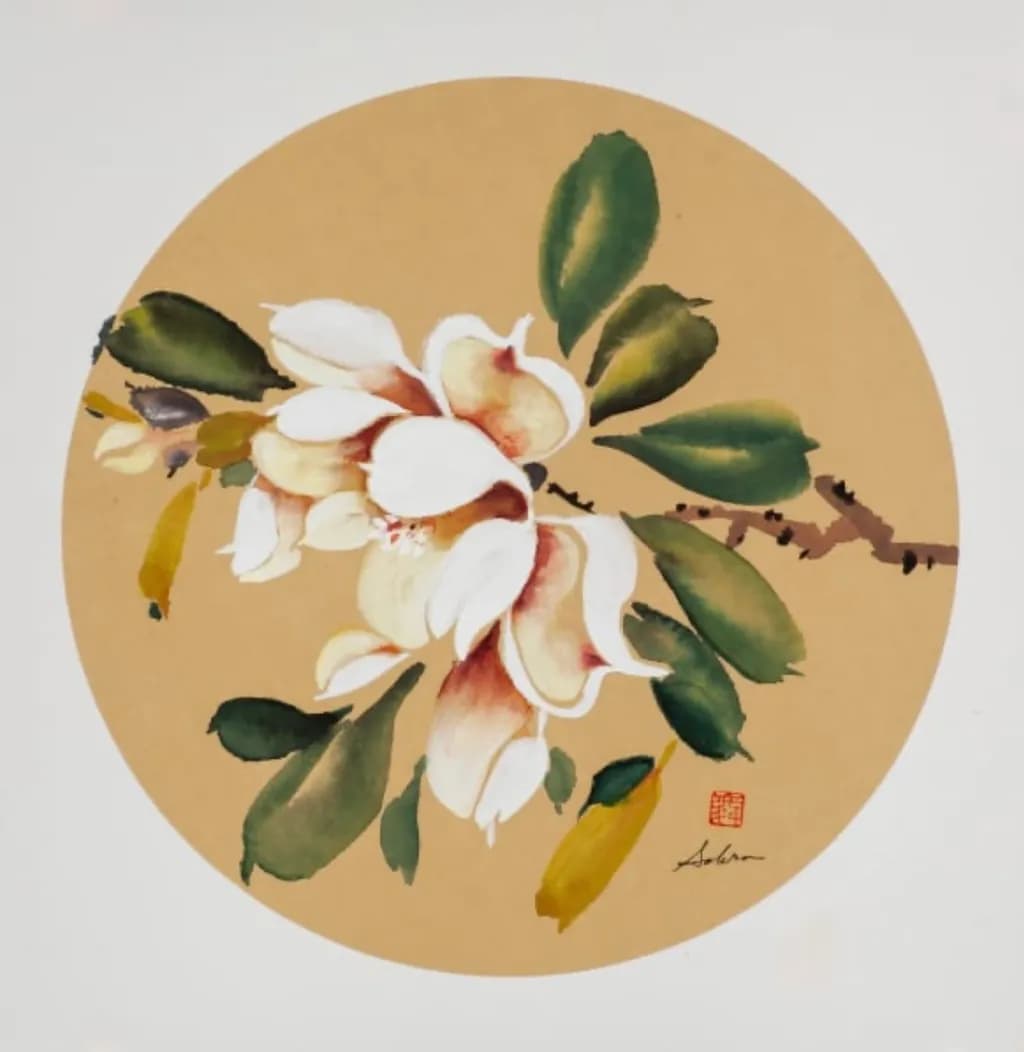 Whispers of Nature: Delicate Watercolor Blooms in Harmony with Tradition