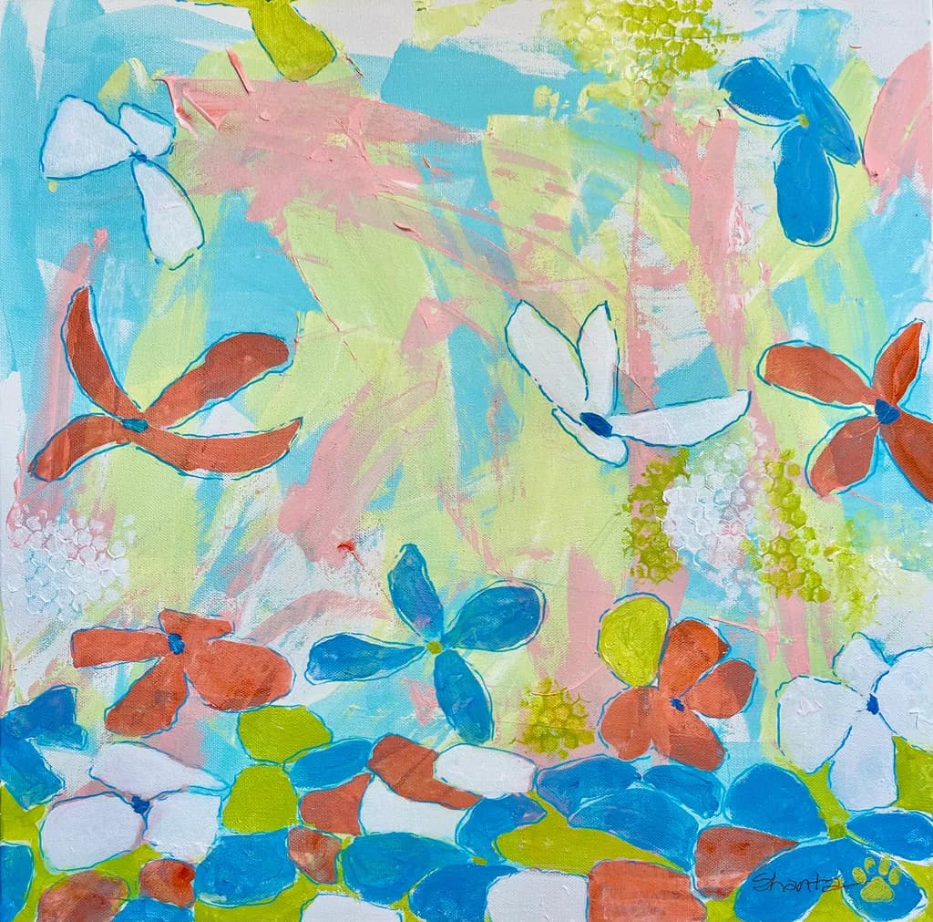 Whimsical Blooms: A 20x20 Acrylic Celebration of Color and Joy!